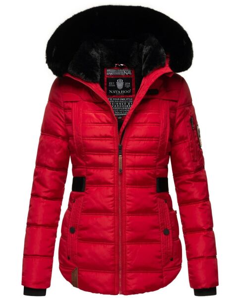 Navahoo Melikaa ladies winter jacket with faux fur collar & hood Rot-Gr.XS