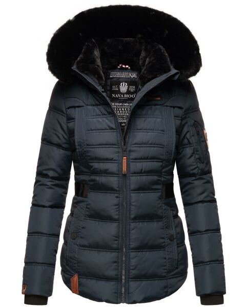 Navahoo Melikaa Damen Winterjacke mit Kunstfellkragen & Kapuze Navy-Gr.XS