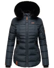 Navahoo Melikaa Damen Winterjacke mit Kunstfellkragen & Kapuze Navy-Gr.XS