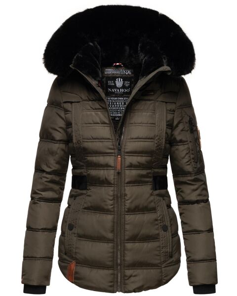 Navahoo Melikaa Damen Winterjacke mit Kunstfellkragen & Kapuze Anthrazit-Gr.XS