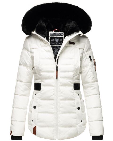 Navahoo Melikaa ladies winter jacket with faux fur collar & hood Weiss-Gr.XS