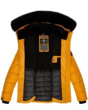 Navahoo Melikaa Damen Winterjacke mit Kunstfellkragen & Kapuze Gelb-Gr.XS