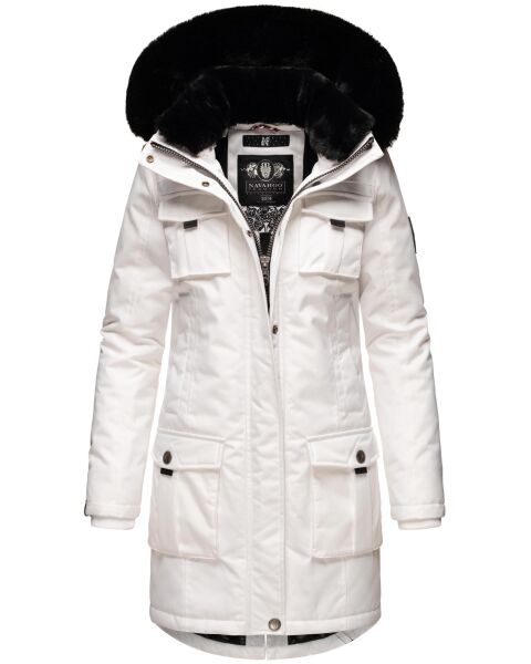 Navahoo Tiniis Damen Parka Winterjacke Weiss - Off White Größe XS - Gr. 34