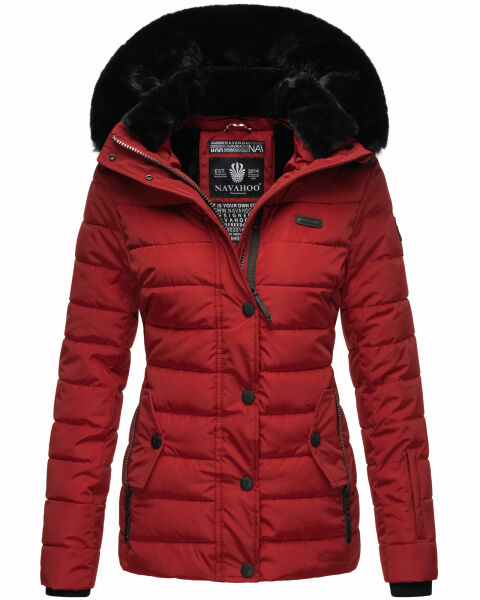 Navahoo Milianaa Winter Jacke Stepp Kurzjacke gefüttert Kapuze Kunstfell Rot Größe XS - Gr. 34