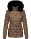 Navahoo Milianaa winter jacket quilted jacket lined hood faux fur Taupe-Gr.XS