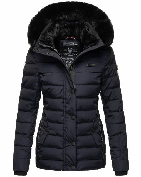 Navahoo Milianaa Winter Jacke Stepp Kurzjacke gefüttert Kapuze Kunstfell Navy Größe XS - Gr. 34