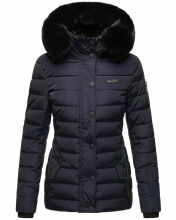 Navahoo Milianaa Winter Jacke Stepp Kurzjacke gefüttert Kapuze Kunstfell Navy Größe XS - Gr. 34