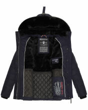 Navahoo Milianaa Winter Jacke Stepp Kurzjacke gefüttert Kapuze Kunstfell Navy Größe XS - Gr. 34