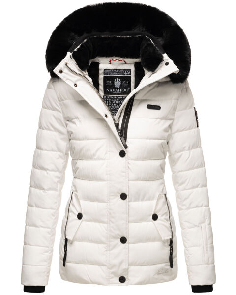 Navahoo Milianaa winter jacket quilted jacket lined hood faux fur Weiss-Gr.XS