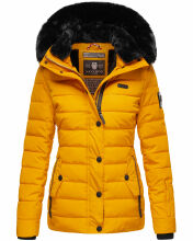 Navahoo Milianaa Winter Jacke Stepp Kurzjacke gefüttert Kapuze Kunstfell Gelb Größe XS - Gr. 34