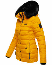Navahoo Milianaa Winter Jacke Stepp Kurzjacke gefüttert Kapuze Kunstfell Gelb Größe XS - Gr. 34