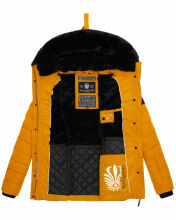 Navahoo Milianaa Winter Jacke Stepp Kurzjacke gefüttert Kapuze Kunstfell Gelb Größe XS - Gr. 34