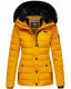 Navahoo Milianaa Winter Jacke Stepp Kurzjacke gefüttert Kapuze Kunstfell Gelb Größe XS - Gr. 34