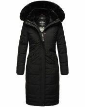 Navahoo Fahmiyaa Damen lange Winterjacke mit Kapuze Schwarz XL - Gr. 42