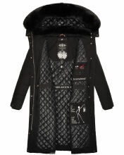 Navahoo Fahmiyaa Damen lange Winterjacke mit Kapuze Schwarz XL - Gr. 42