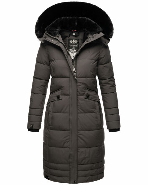 Navahoo Fahmiyaa Damen lange Winterjacke mit Kapuze Anthrazit XXL - Gr. 44