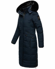 Navahoo Fahmiyaa Damen lange Winterjacke mit Kapuze Navy XS - Gr. 34