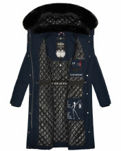 Navahoo Fahmiyaa Damen lange Winterjacke mit Kapuze Navy XS - Gr. 34