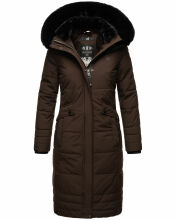 Navahoo Fahmiyaa Damen lange Winterjacke mit Kapuze Schoko XS - Gr. 34