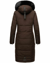 Navahoo Fahmiyaa Damen lange Winterjacke mit Kapuze Schoko XS - Gr. 34