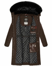 Navahoo Fahmiyaa Damen lange Winterjacke mit Kapuze Schoko XS - Gr. 34