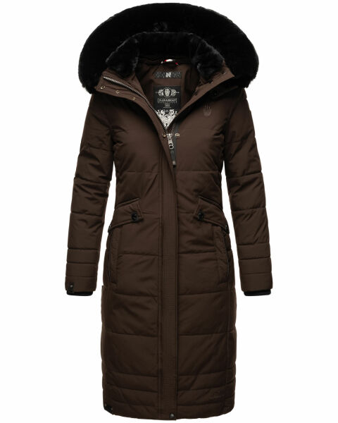 Navahoo Fahmiyaa Damen lange Winterjacke mit Kapuze Schoko XXL - Gr. 44