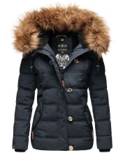 Navahoo Zoja Damen gespteppte Winterjacke gefüttert mit Teddyfell Navy Größe XS - Gr. 34