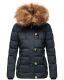 Navahoo Zoja Damen gespteppte Winterjacke gefüttert mit Teddyfell Navy Größe XS - Gr. 34