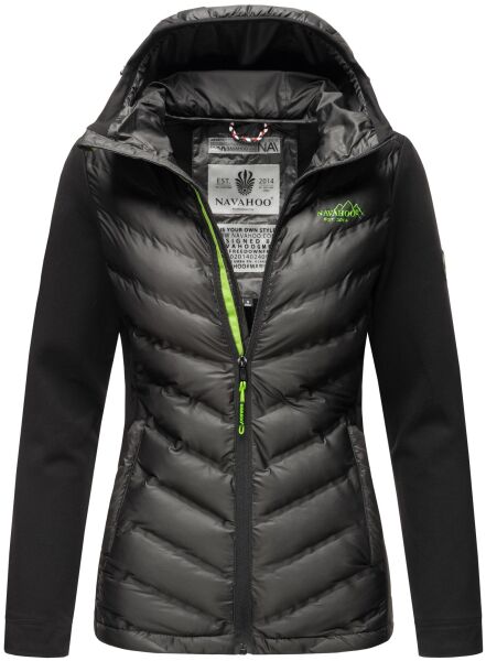 Navahoo Nimm mich mit Damen Fleece Hybrid Jacke Trekking Wanderjacke Schwarz-Gr.XS