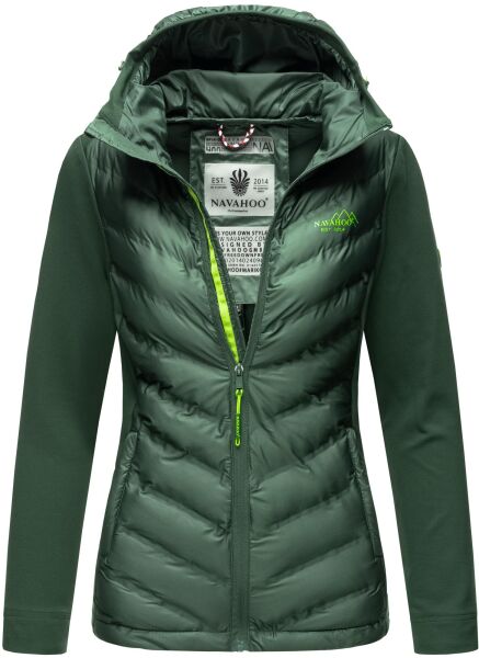 Navahoo Nimm mich mit Damen Fleece Hybrid Jacke Trekking Wanderjacke Dunkelgrün-Gr.XS