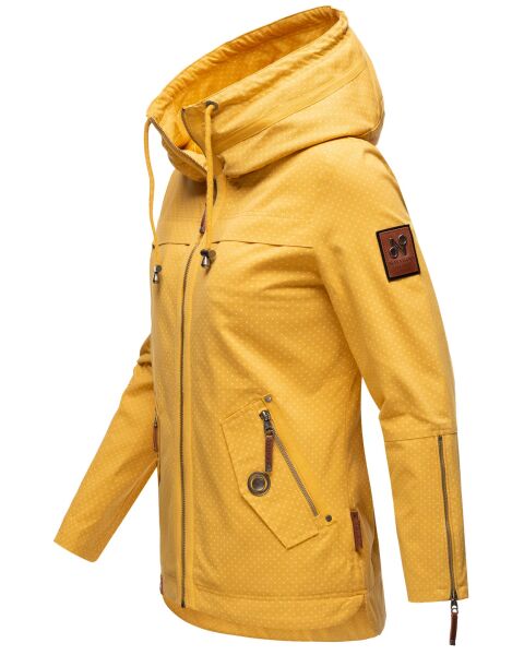 Navahoo Wekoo Damen Übergangsjacke mit Kapuze Senfgelb Muster Größe S - Gr. 36