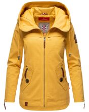 Navahoo Wekoo Damen Übergangsjacke mit Kapuze Senfgelb Muster Größe S - Gr. 36