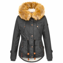 Navahoo Pearl Damen Winterjacke mit Kunstfell Anthrazit Größe XS - Gr. 34