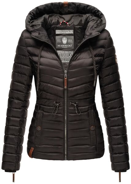 Marikoo Aniyaa Damen Steppjacke mit Kapuze Anthrazit-Gr.XS