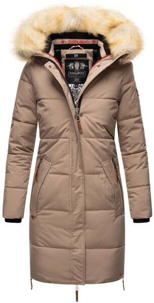 Navahoo Halina Damen Winter Steppmantel mit Kunstfell Taupe Größe S - Gr. 36