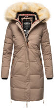 Navahoo Halina Damen Winter Steppmantel mit Kunstfell Taupe Größe S - Gr. 36