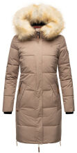 Navahoo Halina Damen Winter Steppmantel mit Kunstfell Taupe Größe S - Gr. 36