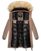 Navahoo Halina Damen Winter Steppmantel mit Kunstfell Taupe Größe S - Gr. 36