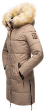 Navahoo Halina Damen Winter Steppmantel mit Kunstfell Taupe Größe XL - Gr. 42