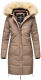 Navahoo Halina Damen Winter Steppmantel mit Kunstfell Taupe Größe XL - Gr. 42