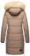Navahoo Halina Damen Winter Steppmantel mit Kunstfell Taupe Größe XL - Gr. 42