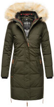 Navahoo Halina Damen Winter Steppmantel mit Kunstfell Olive Größe S - Gr. 36