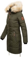 Navahoo Halina Damen Winter Steppmantel mit Kunstfell Olive Größe S - Gr. 36