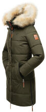Navahoo Halina Damen Winter Steppmantel mit Kunstfell Olive Größe S - Gr. 36