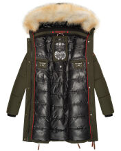 Navahoo Halina Damen Winter Steppmantel mit Kunstfell Olive Größe S - Gr. 36