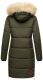 Navahoo Halina Damen Winter Steppmantel mit Kunstfell Olive Größe S - Gr. 36
