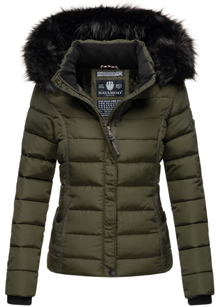 Navahoo Miamor Damen Steppjacke mit Teddyfell Olive Größe XXL - Gr. 44