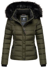 Navahoo Miamor Damen Steppjacke mit Teddyfell Olive Größe XXL - Gr. 44