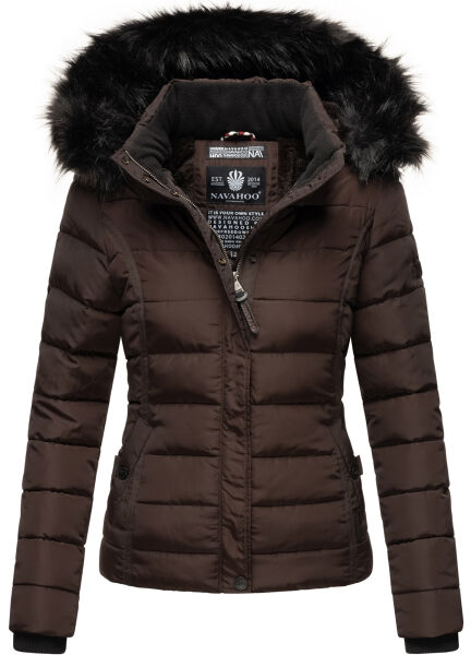 Navahoo Miamor Damen Steppjacke mit Teddyfell Choco Größe XXL - Gr. 44