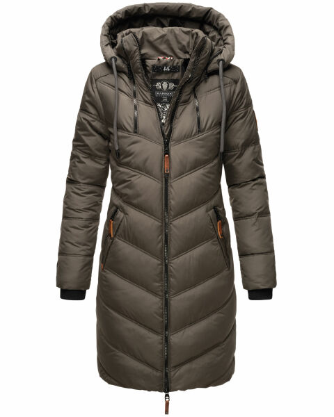 Marikoo Armasa lange Damen Winter Steppjacke Anthrazit Größe S - Gr. 36